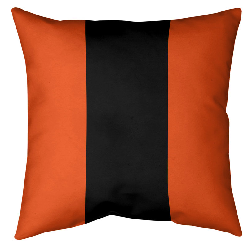 Housse de coussin, 16 po x 16 po, Orange / noir, Polyester sergé