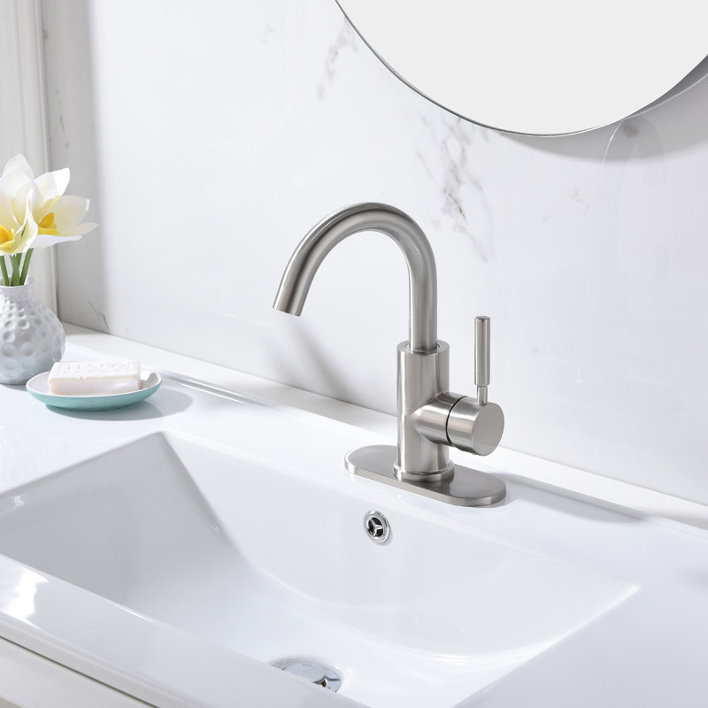 Single-Hole Single-handle Bathroom Faucet with Drain Assembly