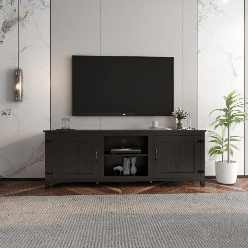 Meuble télé avec console multimédia et portes