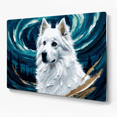 Dogs American Eskimo Dog Blue Metal Wall Art