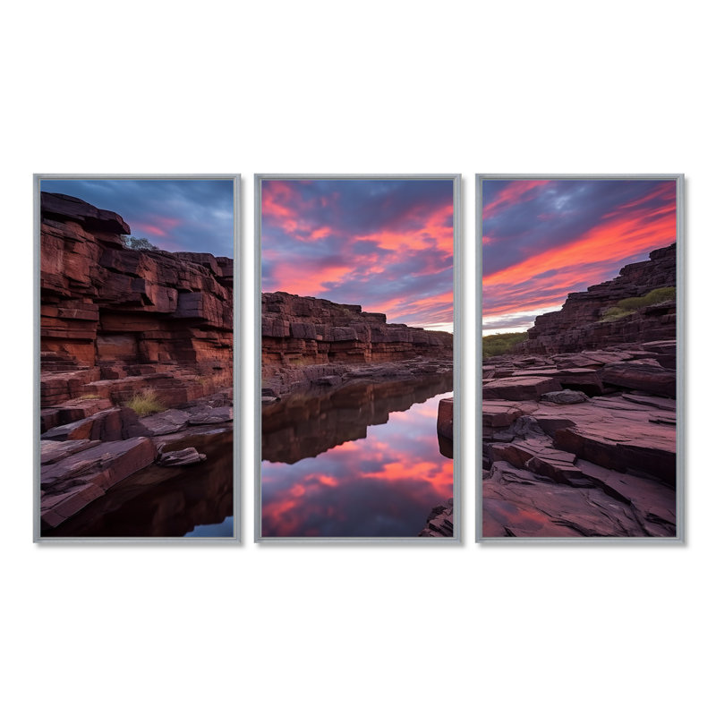 Cazares - Ensemble d'art mural Canyon, Encadrement argenté, H 32 po x l 48 po x P 1 po