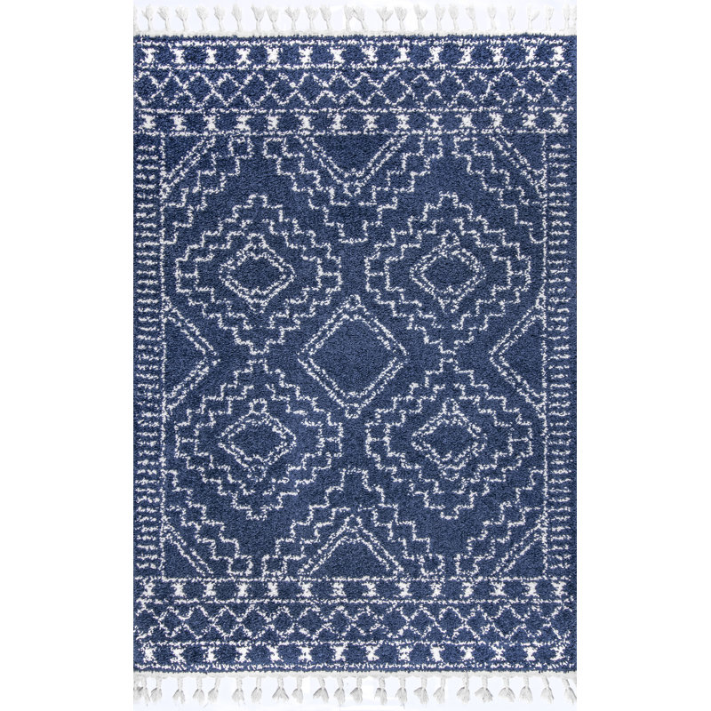 Armaghan Southwestern Blue Area Rug, Rectangle 7'10" x 10'