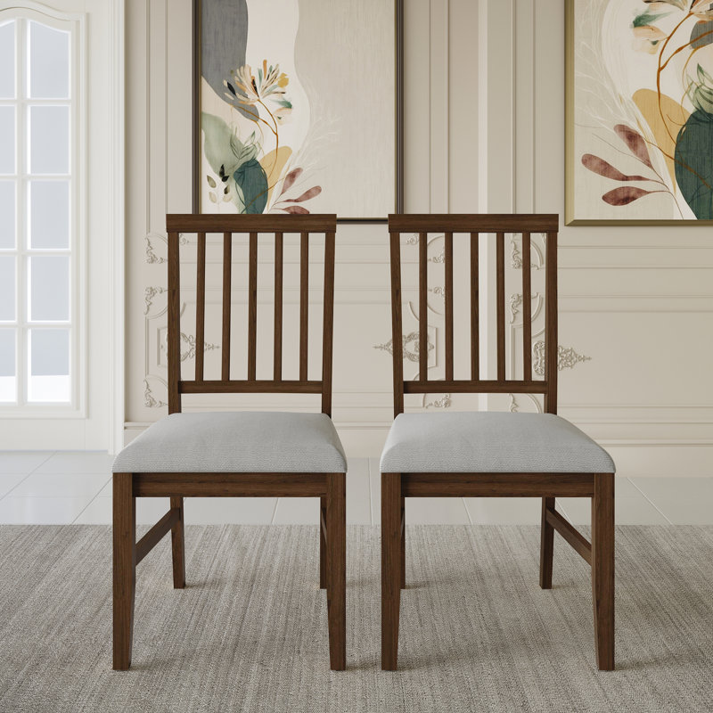 Chaise en bois avec revêtement gris chaud, Brun
