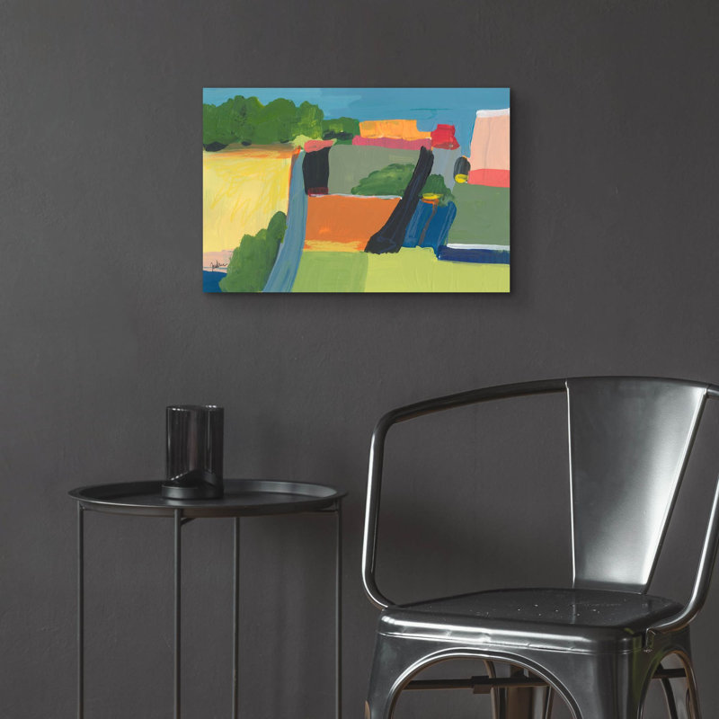 "Petite ville sur une colline n ° 1" par Jan Weiss, H 16 po x l 24 po x P 0,2 po