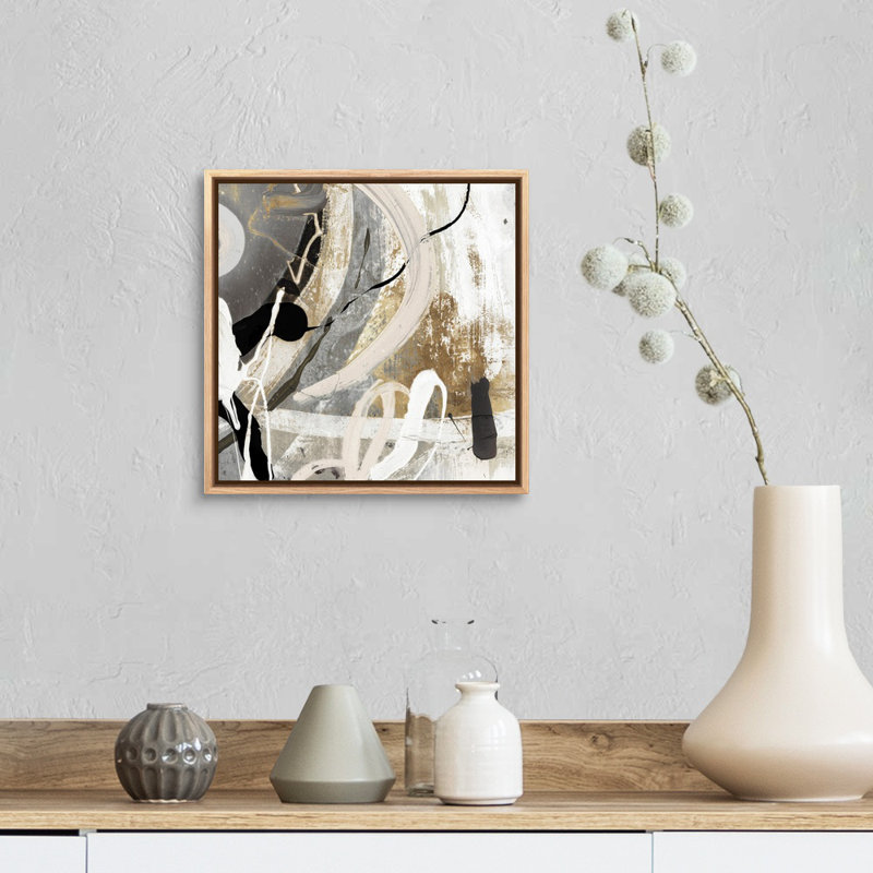 Tangled III - peinture sur toile, Toile avec cadre flottant, H 13,25 po x l 13,25 po, Naturel