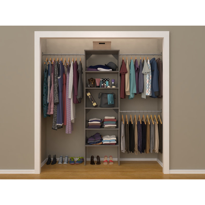 SuiteSymphony 60" W - 120" W Closet System Starter Kit, Graphite Gray