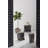 Wood Abstract Lodge Pot Planter in Grey/Black