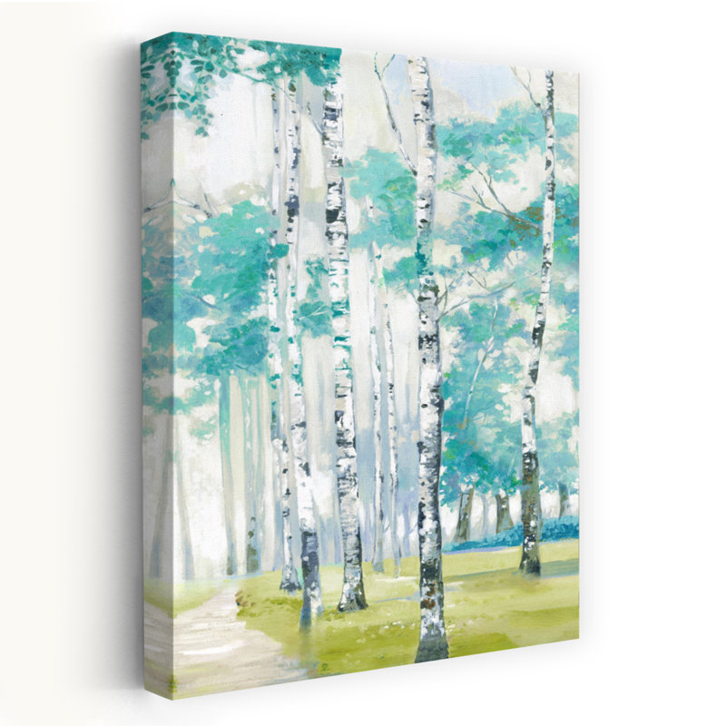 «Pathway Through Birch Forest II Abstract Contemporary Landscape Nature», art mural, H 24 po x l 16 po