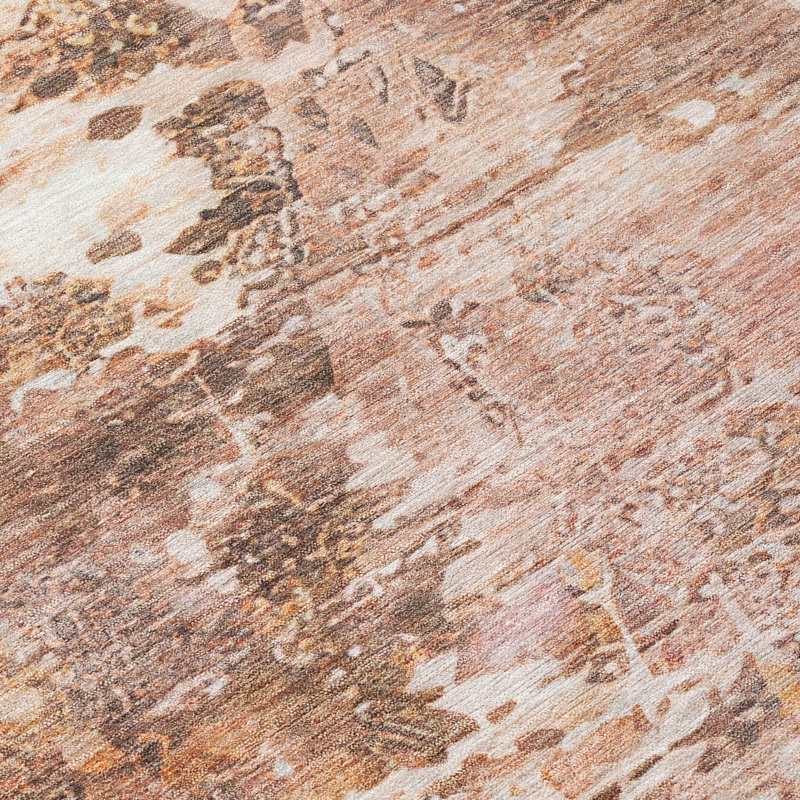 Tapis abstrait lavable à la machine intérieur / extérieur ACN2874, Rosé, 10 pi x 14 pi