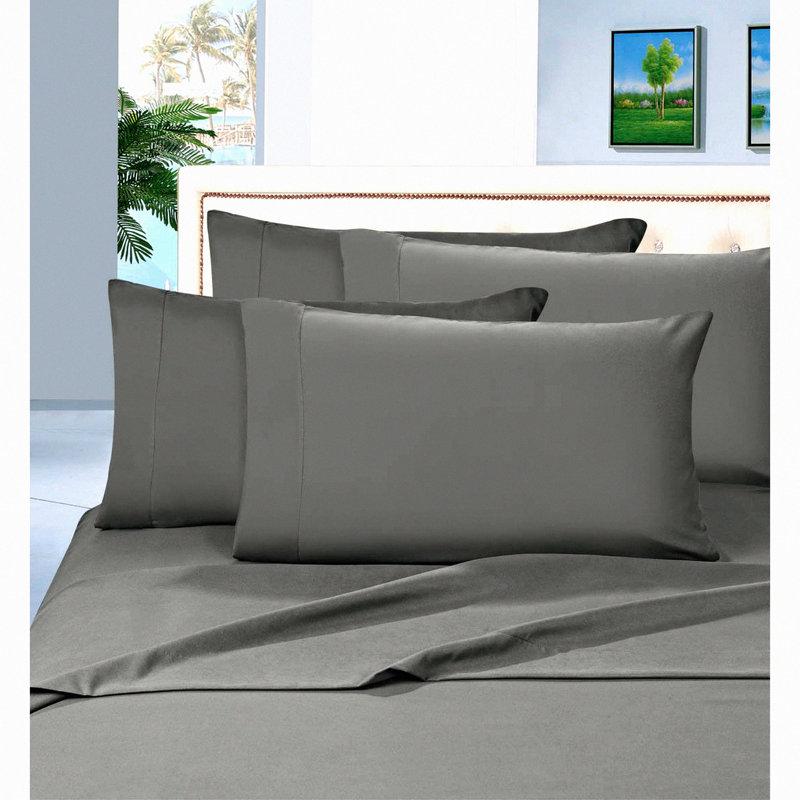 Luxury Silky Soft Wrinkle-Resistant 6-Piece Bed Sheet Set - Premier Hotel Quality 1500 Thread Count - Top Rated Sheets, Gray
