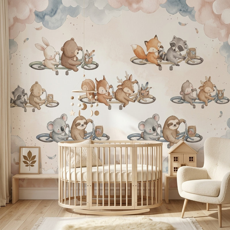 White Background Wallpaper Nursery Removable Kids Wall Decor, Textured Non-Pasted, 100"x96"