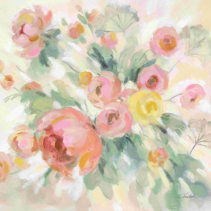 «Countryside Bloom» par Silvia Vassileva - peinture sur toile tendue, H 12 po x l 12 po