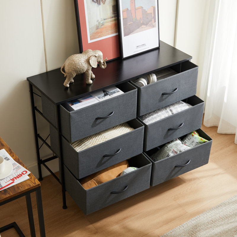 Commode à 6 tiroirs en métal, Gris