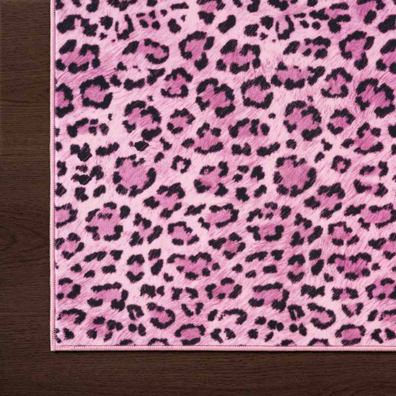  Finely Machine Washable Area Rugs, Light Pink Paw, 7'10 x 10'