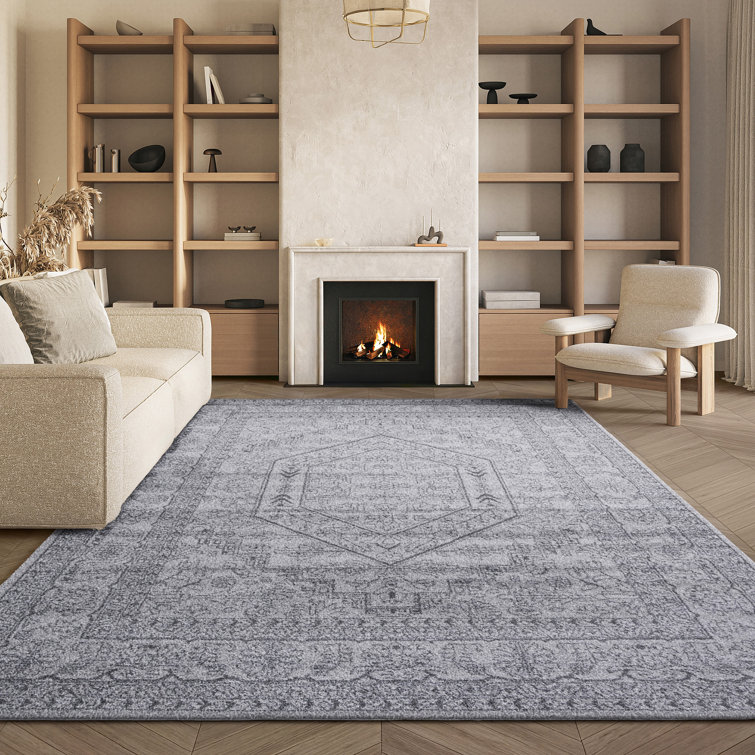 Crowborough Oriental Light Gray/Dark Gray Area Rug