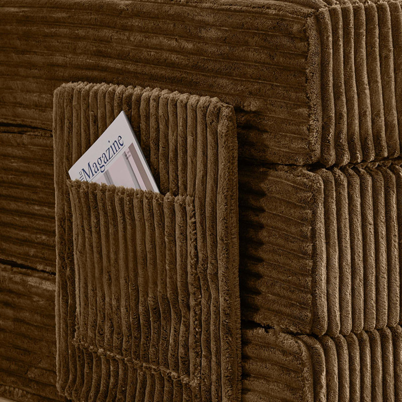 Ensemble de salon modulaire rembourré en velours côtelé 141,6 po Sisler, Velours côtelé brun