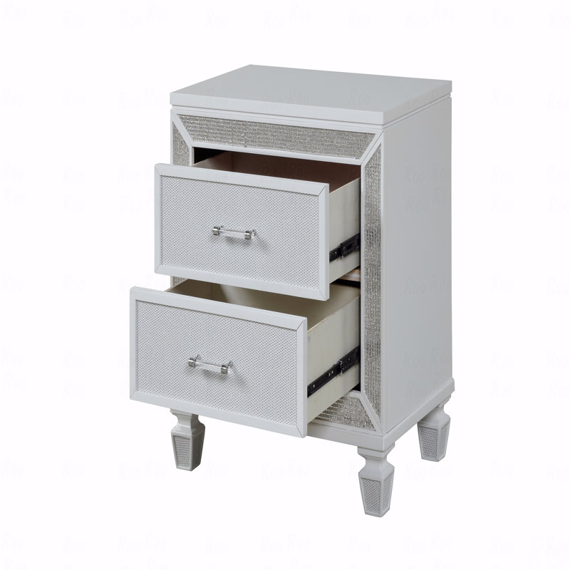 Table de chevet 2 tiroirs, finition bois moderne