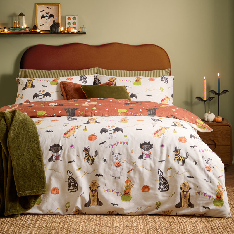 Howl-O-Ween Abstract Duvet Cover Set, Double Bed Duvet Cover + 2 Pillowcases
