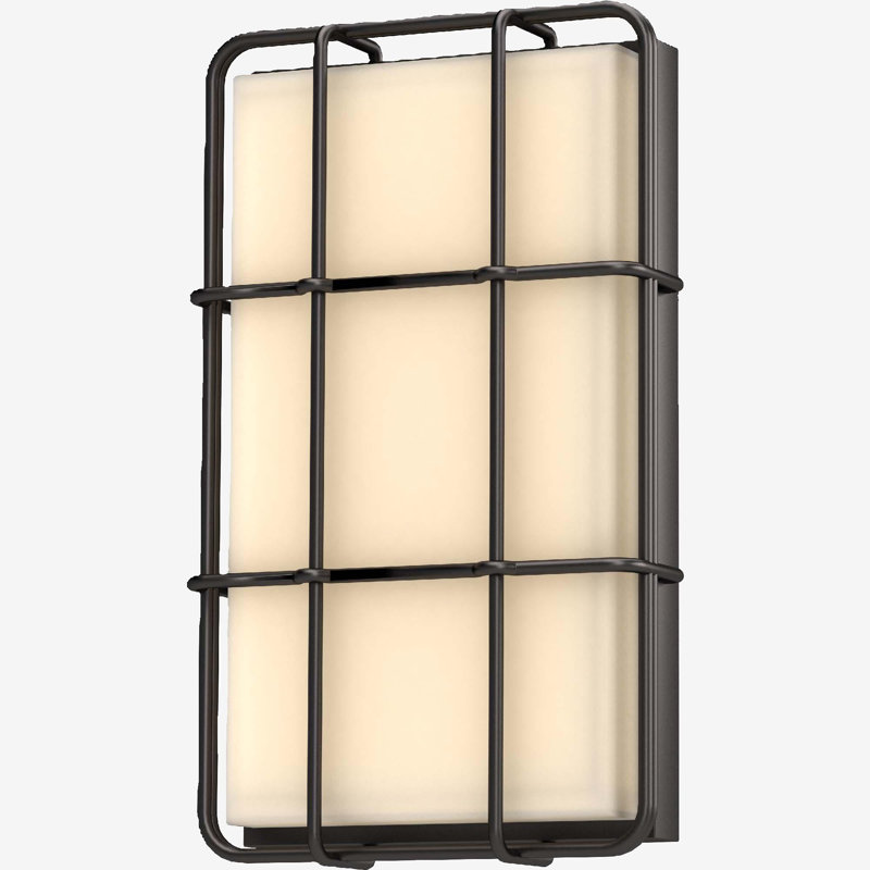 Applique murale pour salle de bain ou applique murale 1 lumière DEL d'intérieur ou d'extérieur en bronze antique d'inspiration industrielle avec verre rectangulaire gravé blanc