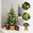 3.9Ft Pre-Lit Green Artificial Christmas Pine Tree with Square Wood Pot