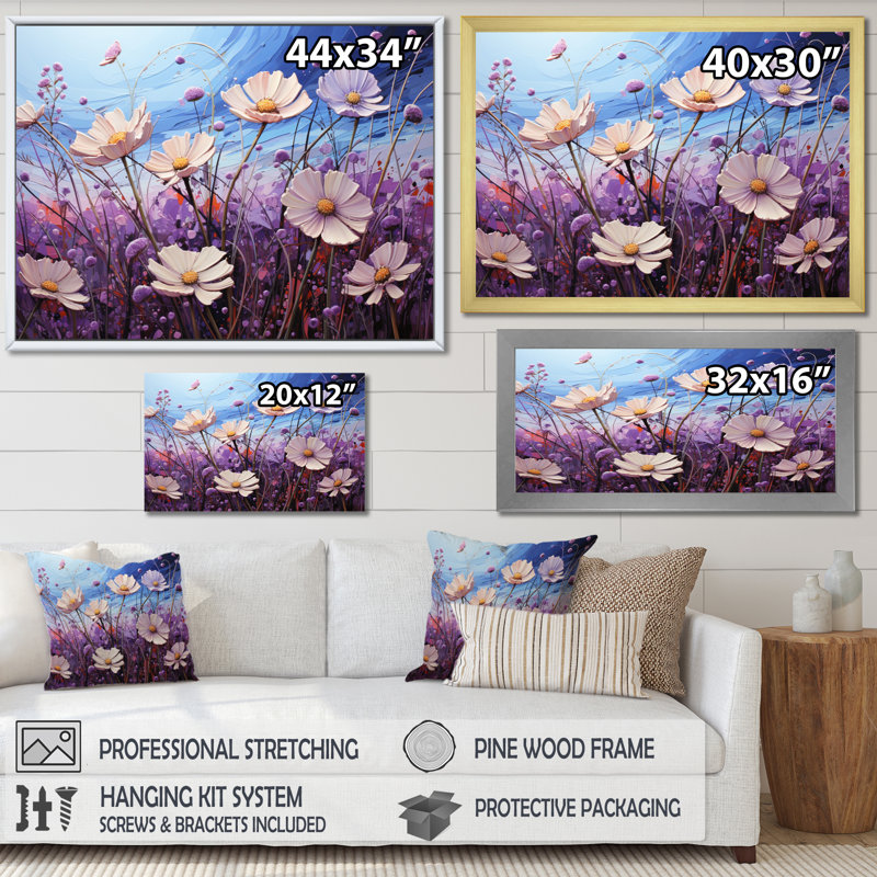 Zinnias Violet Serenade I, reproduction d'art sur toile, Toile tendue, H 30 po x l 40 po x P 1,5 po