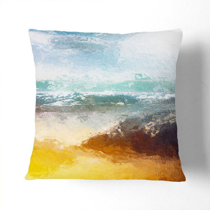 Sunshine on a Beach in Greece Cushion with Filling, Black, 55cm H x 55cm W x 20cm D