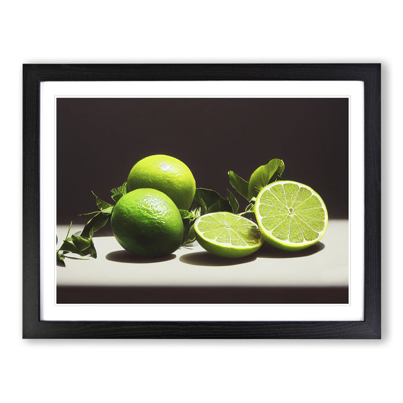 Sliced Lime Fruit - Framed Print, Black, 34cm H x 46cm W x 2cm D