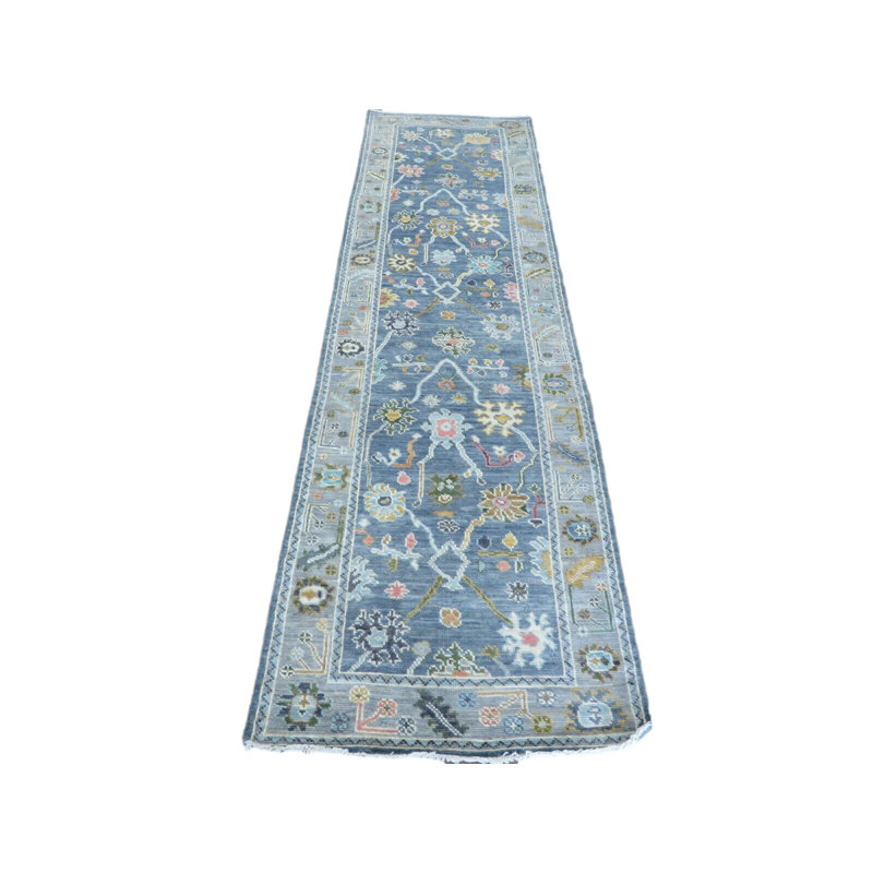 Tapis oriental gris noué à la main 3 pi 2 po x 11 pi 9 po Oushak 36800F8EECE342D1BFE0EFE631FE64E9