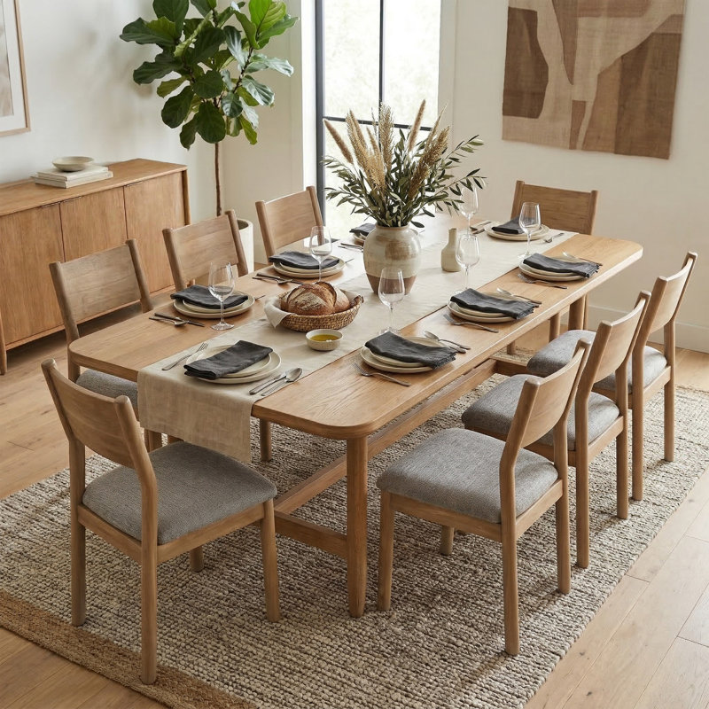 Lylie 84" Oak Dining Table, Sand
