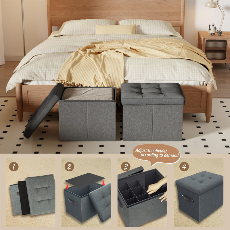 43cm Wide Solid Colour Footstool Ottoman
