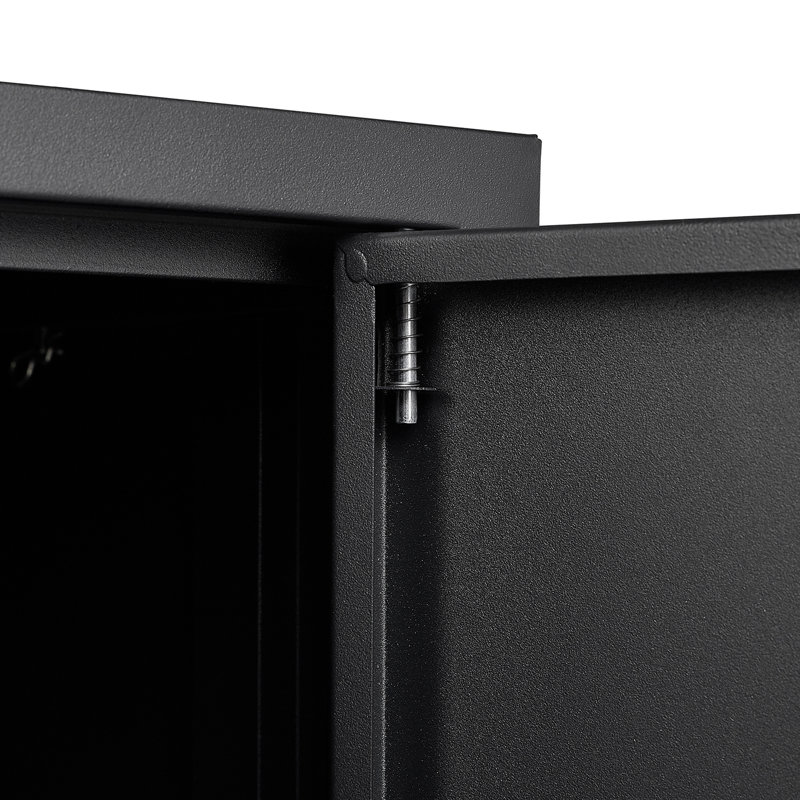 Armoire de rangement pliable avec séparateurs réglables, portes verrouillables, rangement en métal noir à porte à ressort, tablette, serrures exquises, facile à assembler