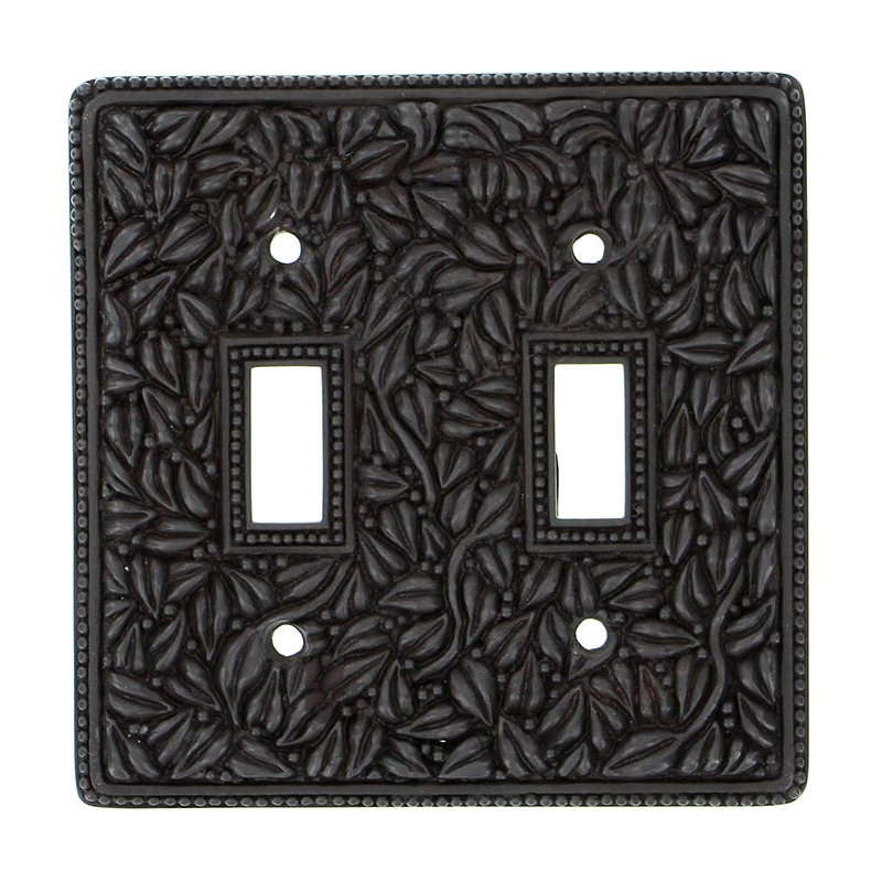 San Michele 2-Gang Toggle Light Switch Wall Plate, Oil-Rubbed Bronze, 5.25" H x 5.38" W x 0.31" D