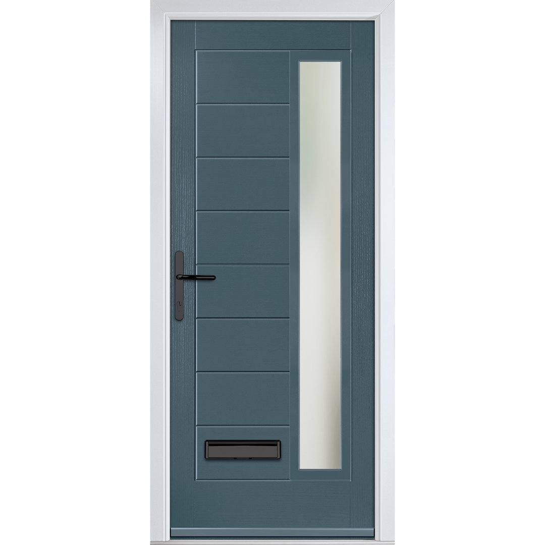 Crystal GRP Front door Monza Right Anthracite Grey 890mm x 2090mm Open in Right hand Stipolytte Glass