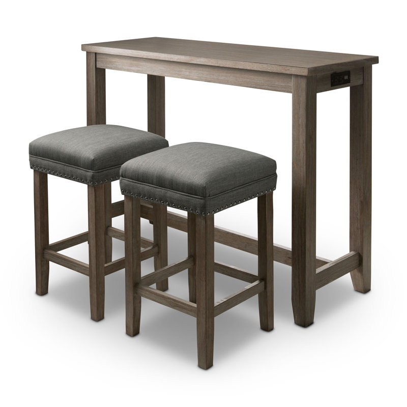 Halethorpe 3-Piece Counter Height Dining Table Set, Gray, Brown