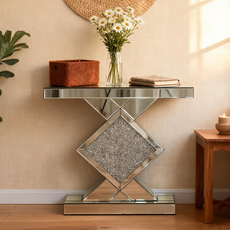 Amla 31.5" W Mirrored Glass Console Table Ultra‑Modern Contemporary Glam Stylish