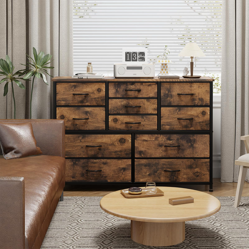 Commode 11 tiroirs, Brun rustique