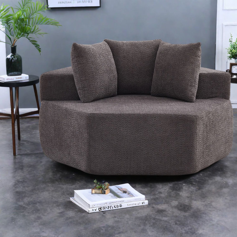 Fauteuils d'appoint hexagonaux de pouce, siège modulaire en chenille gris, salon moderne