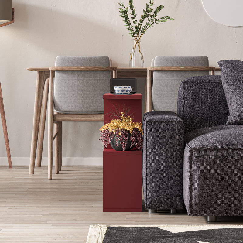 Floor Shelf End Table, Burgundy