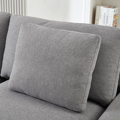 Canapé modulaire en L 72 po à 2 sièges modulaire en L avec repose-pieds et rangement, polyester, gris - salon