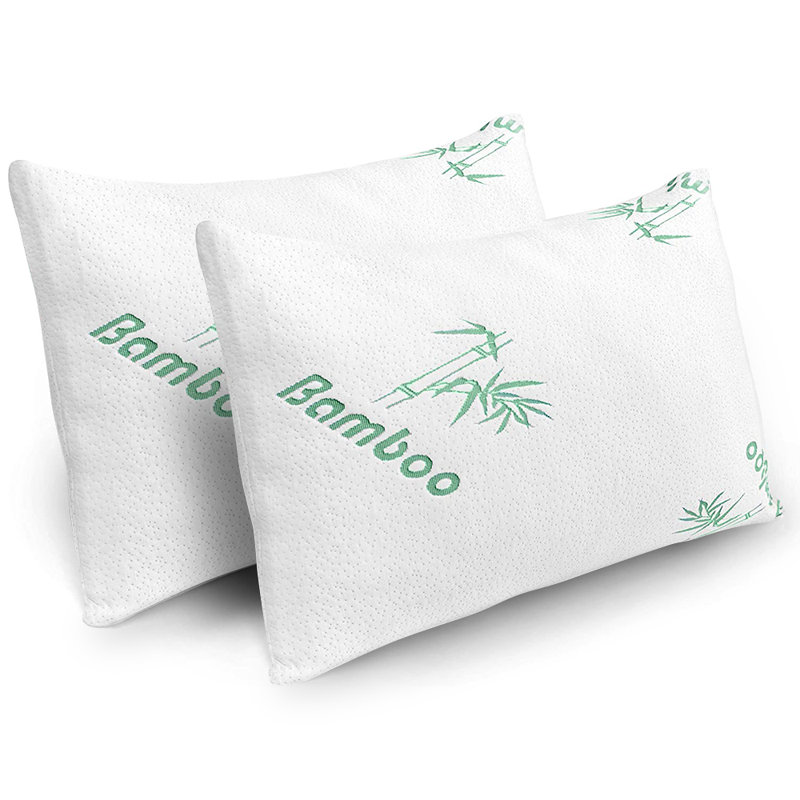 Sleepavo Queen Size Shredded Memory Foam Cooling Bamboo Pillows for Back, Stomach & Side Sleeper - 2 Pack
