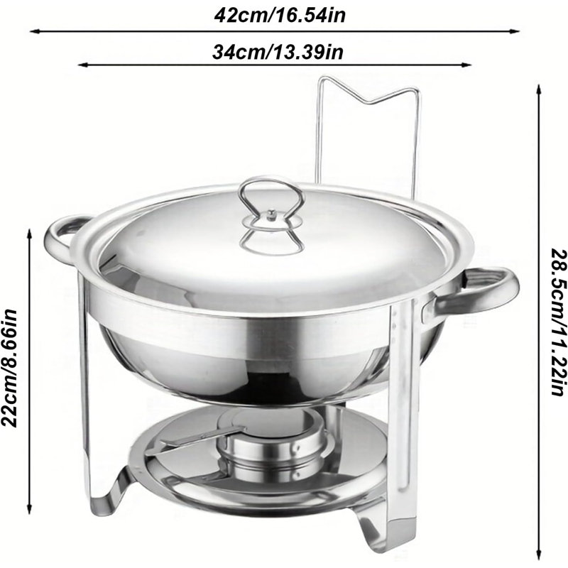 Round Chafing Dish Buffet Set 5QT, Stainless Steel Food Warmer with Lid