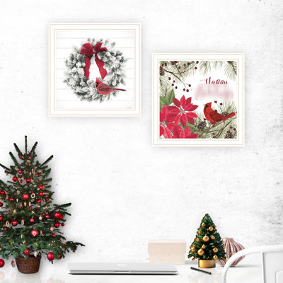 Minimalist Cardinal Wall Art For Entryways - Wood&Paper, 14X14 Inch, 4 Lb, Inviting 2 White Framed Print Serene Decor