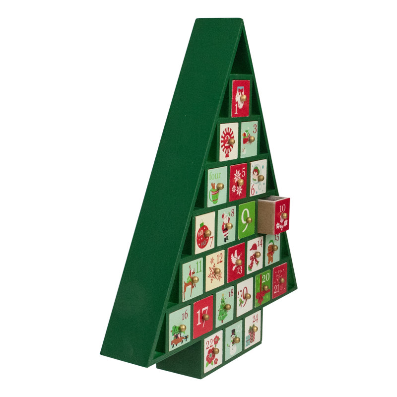 Northlight Seasonal 15 Green Tree Shaped Christmas Advent Calendar