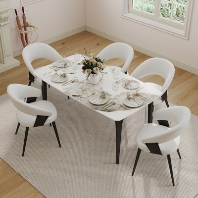 Yianna Modern Stone Dining Table for Modern Kitchen Living Room, Home and Office
