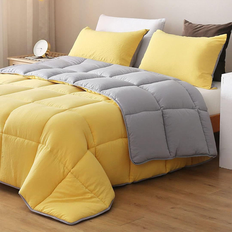Comforter, Queen Comforter, Yellow/Gray