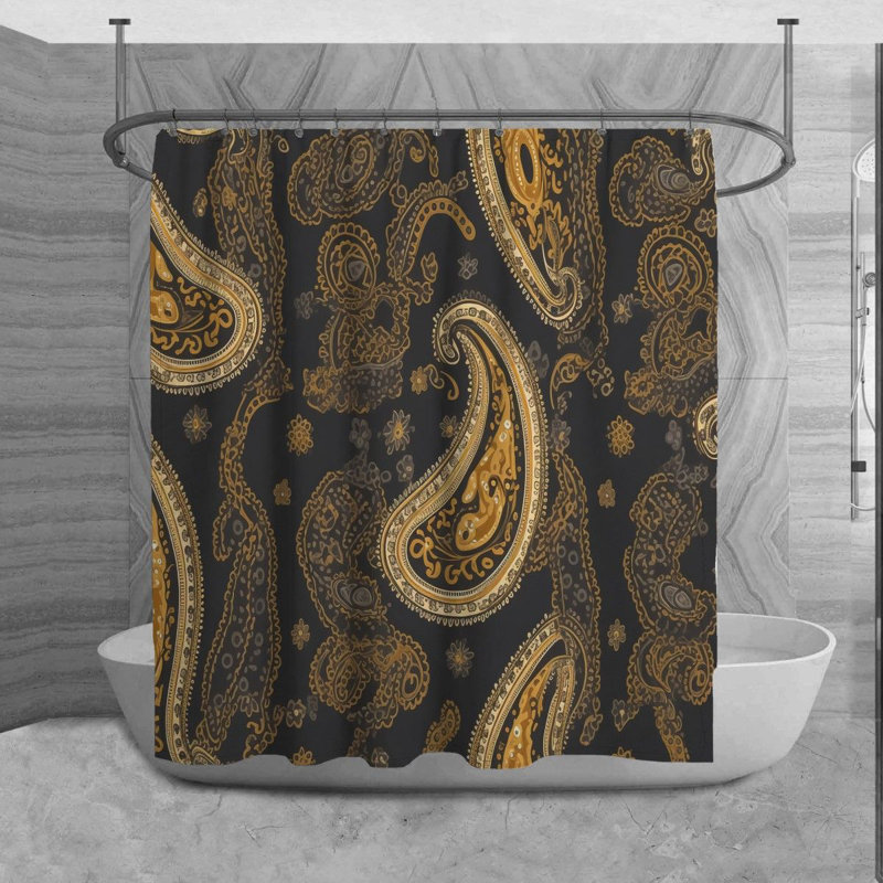 Rideau de douche à motif cachemire Rodrecus, H 73 po x l 70 po