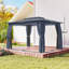 Auvent de patio en acier durable avec double toit, pavillon de jardin extérieur moderne-125811347