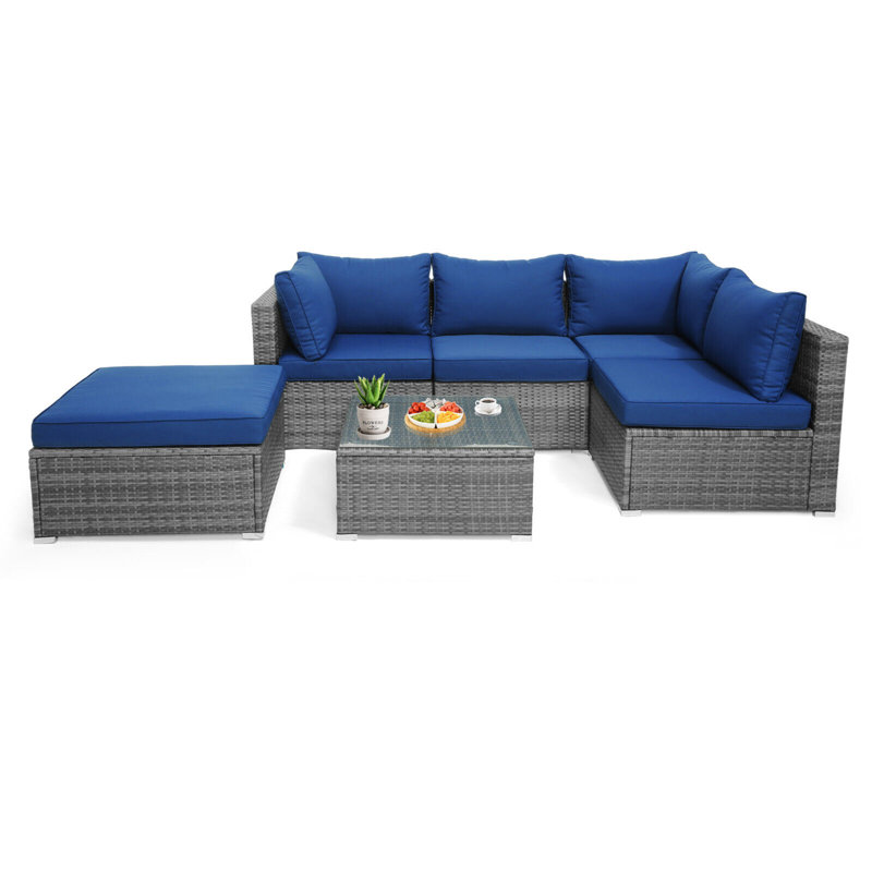 Ensemble de canapé modulaire en rotin 6 pièces Ebern Designs