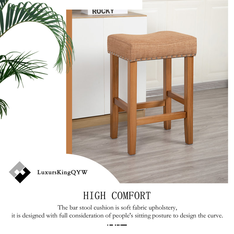 Mulaykah Shaws Stool (Set of 2)  24.4''  Wood DIY , Caramel