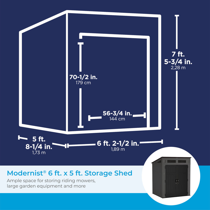 Suncast Modernist 6 ft. W x 5 ft. D Resin Vertical Storage Shed
